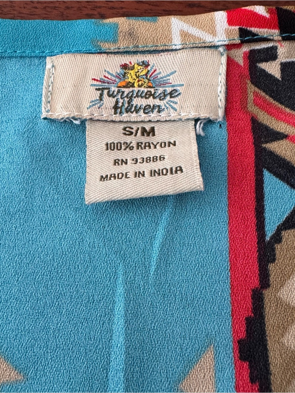 Turquoise Aztec Open-Front Women's Duster - Picture 5 of 7